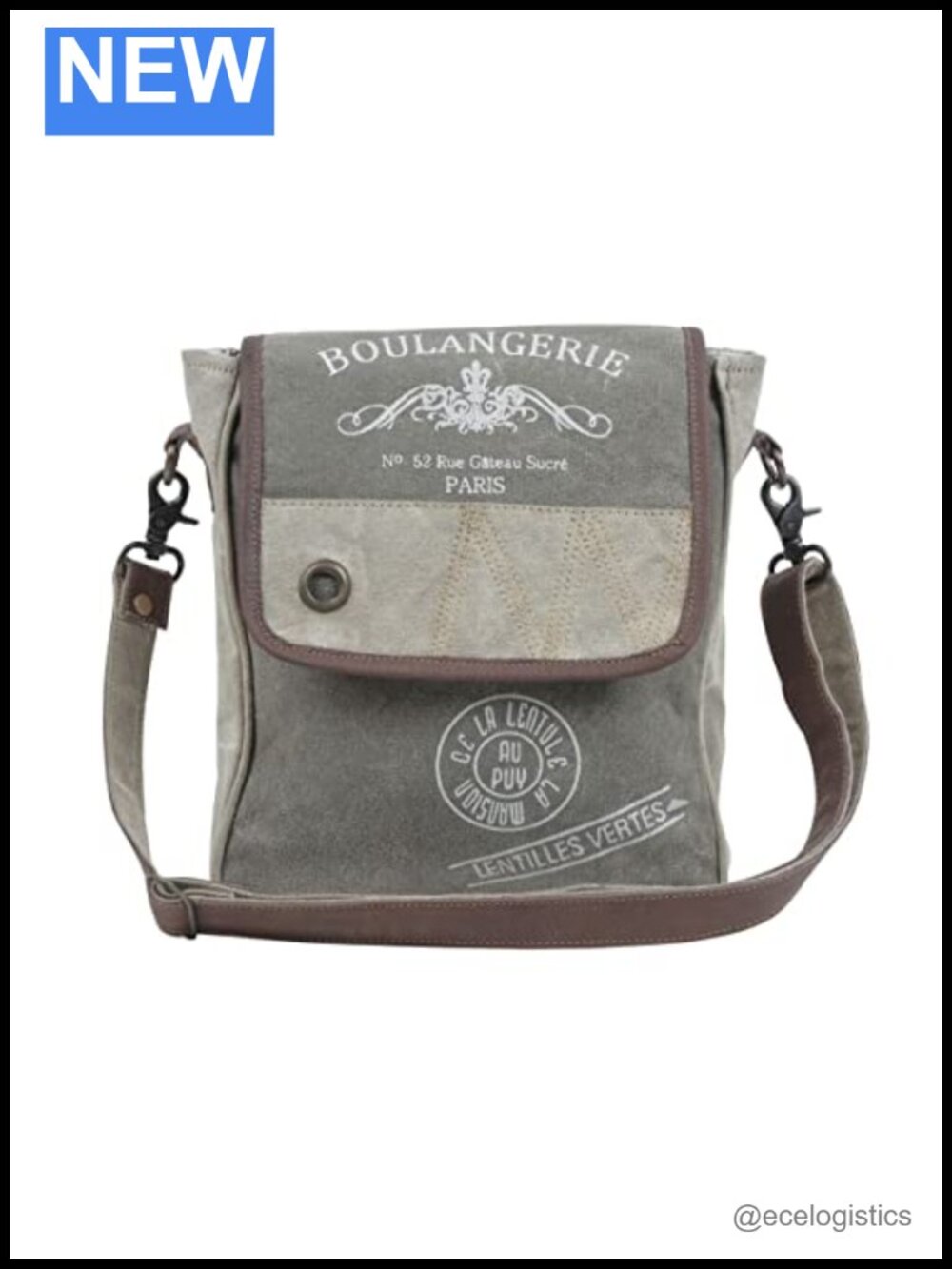 Lightweight Canvas Shoulder Bag Upcycled Leather Trim Handbag